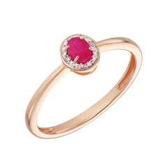 Золотое кольцо с бриллиантами и рубином Brasco 58631 58631-17 цена и информация | Кольцо | pigu.lt