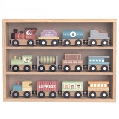 Деревянный поезд и набор вагонов в коробке, Tooky Toy цена и информация | Игрушки для мальчиков | pigu.lt