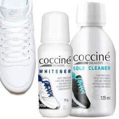 Coccine baltų padų valiklis sportiniams batams Sole Cleaner, 125 ml + baltas batų tepalas sportbačiams Coccine Whitener, 75 ml kaina ir informacija | Drabužių ir avalynės priežiūros priemonės | pigu.lt