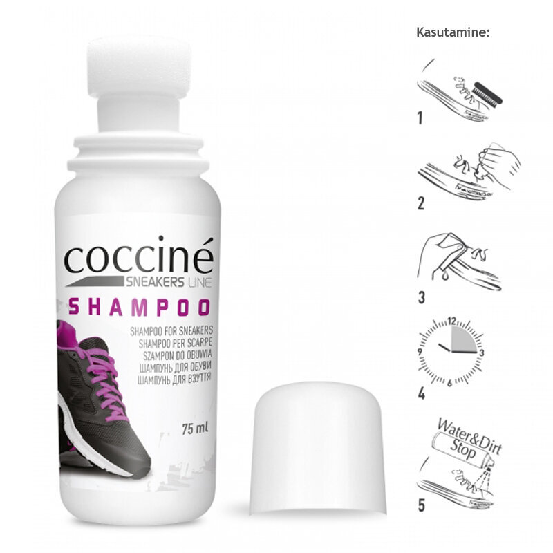 Coccine® valymo šampūnas tinka visoms medžiagoms sneakers shampoo, 75 ml, 2 vnt. цена и информация | Drabužių ir avalynės priežiūros priemonės | pigu.lt