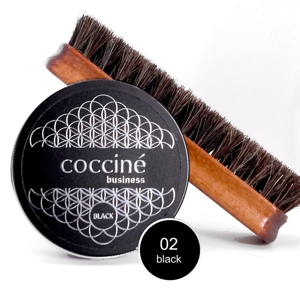 Coccine batų vaškas Business Shoe Wax, juodas, 100 ml + Batų šepetys su arklio šeriais, 16 cm цена и информация | Drabužių ir avalynės priežiūros priemonės | pigu.lt