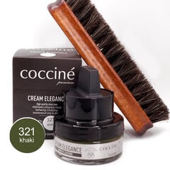 Крем для натуральной кожи с губкой Coccine Cream Elegance, оливковый, 50 мл + Щетка из конского волоса для полировки обуви, 16 см цена и информация | Средства для ухода за одеждой и обувью | pigu.lt