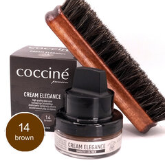 Крем для натуральной кожи с губкой Coccine Cream Elegance, коньячный, 50 мл + Щетка из конского волоса для полировки обуви, 16 см цена и информация | Средства для ухода за одеждой и обувью | pigu.lt