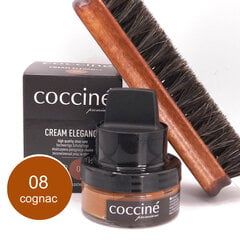 Крем для натуральной кожи с губкой Coccine Cream Elegance, коньячный, 50 мл + Щетка из конского волоса для полировки обуви, 16 см цена и информация | Средства для ухода за одеждой и обувью | pigu.lt