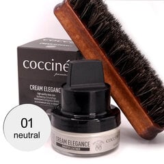 Крем для натуральной кожи с губкой Coccine Cream Elegance, бесцветный, 50 мл + Щетка из конского волоса для полировки обуви, 16 см цена и информация | Средства для ухода за одеждой и обувью | pigu.lt