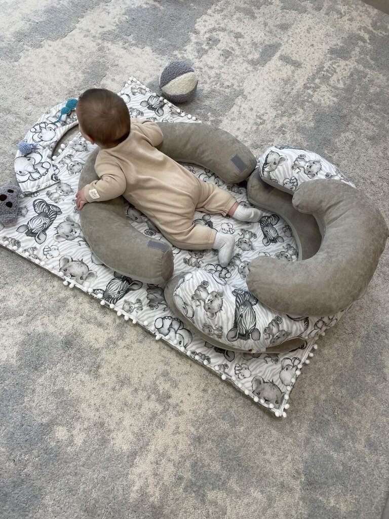 Daugiafunkcė pagalvė su žaidimų kilimėliu, 75+95 cm, elephant grey kaina ir informacija | Gultukai ir sūpynės | pigu.lt