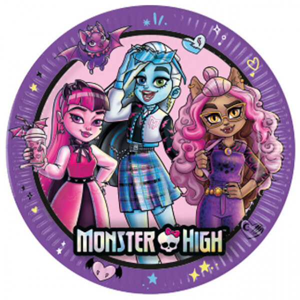 Vienkartinės lėkštutės Monster High 23cm, 8 vnt. цена и информация | Vienkartiniai indai šventėms | pigu.lt
