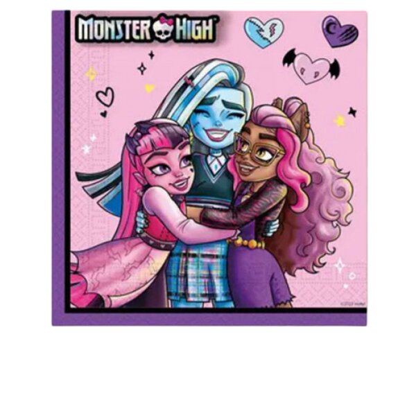 Vienkartinės popierinės servetėlės Monster High, 20 vnt. цена и информация | Vienkartiniai indai šventėms | pigu.lt