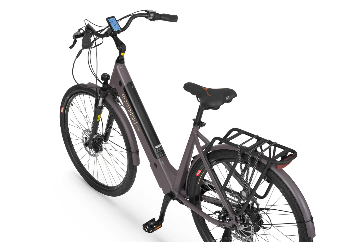 Elektrinis dviratis EcoBike X-City Coffee 28", rudas kaina ir informacija | Elektriniai dviračiai | pigu.lt