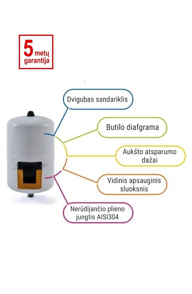 Hidroforo talpa Aquavarem, vertikali, 60l kaina ir informacija | Hidroforai | pigu.lt