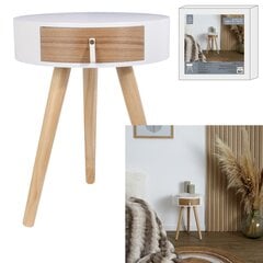 Naktinis staliukas su stalčiuku Nora, 36x46cm, baltas kaina ir informacija | Kavos staliukai | pigu.lt