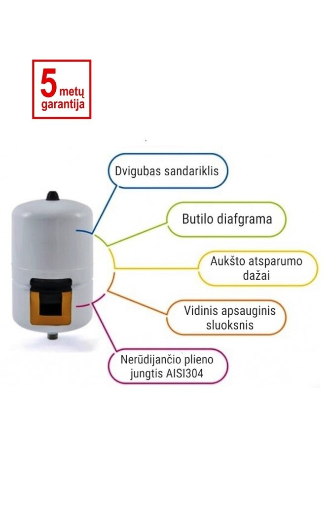 Hidroforo talpa Aquavarem, horizontali, 100l kaina ir informacija | Hidroforai | pigu.lt