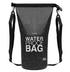 Водонепроницаемая сумка, 30л, черная. цена и информация | Непромокаемые мешки, чехлы, дождевики | pigu.lt