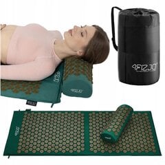 Akupresūrinis masažinis kilimėlis su pagalve 4fizjo, 110 × 42 × 2 cm, žalias цена и информация | Аксессуары для массажа | pigu.lt