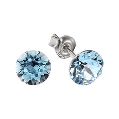 Sidabriniai auskarai moterims DiamondSky Classic Aquamarine Blue su Swarovski kristalais kaina ir informacija | Auskarai | pigu.lt