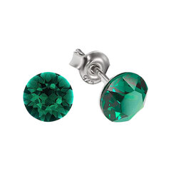 Sidabriniai auskarai moterims DiamondSky Classic Emerald su Swarovski kristalais DS02A915 kaina ir informacija | Auskarai | pigu.lt