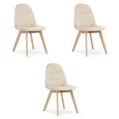 3-ių kėdžių komplektas Oskar Bora, smėlio spalvos kaina ir informacija | Virtuvės ir valgomojo kėdės | pigu.lt
