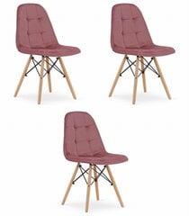 3-ių kėdžių komplektas Oskar Dumo, rožinis kaina ir informacija | Virtuvės ir valgomojo kėdės | pigu.lt