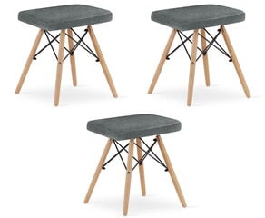 3-ių taburėčių komplektas Oskar Werk 3792, pilkas/rudas kaina ir informacija | Virtuvės ir valgomojo kėdės | pigu.lt