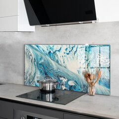Apsauga nuo purslų stiklo plokštė Jūros banga, 100x50 cm, įvairių spalvų kaina ir informacija | Virtuvės baldų priedai | pigu.lt