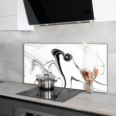 Apsauga nuo purslų stiklo plokštė Balto marmuro juodos linijos, 100x50 cm, įvairių spalvų цена и информация | Комплектующие для кухонной мебели | pigu.lt