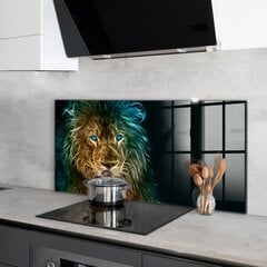 Apsauga nuo purslų stiklo plokštė Liūtas abstrakčiame leidime, 100x50 cm, įvairių spalvų kaina ir informacija | Virtuvės baldų priedai | pigu.lt