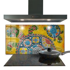 Apsauga nuo purslų stiklo plokštė Vėžlio keramikos mozaika, 100x50 cm, įvairių spalvų kaina ir informacija | Virtuvės baldų priedai | pigu.lt