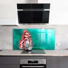 Apsauga nuo purslų stiklo plokštė Gražus drugelis gamtoje, 100x50 cm, įvairių spalvų kaina ir informacija | Virtuvės baldų priedai | pigu.lt