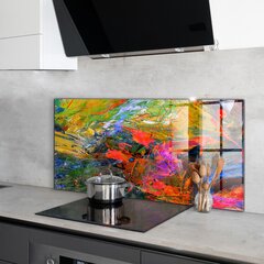 Apsauga nuo purslų stiklo plokštė Spalvų sprogimas, 100x50 cm, įvairių spalvų kaina ir informacija | Virtuvės baldų priedai | pigu.lt