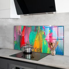 Apsauga nuo purslų stiklo plokštė Spalvinga dažų tekstūra, 100x50 cm, įvairių spalvų kaina ir informacija | Virtuvės baldų priedai | pigu.lt