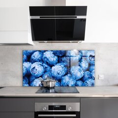 Apsauga nuo purslų stiklo plokštė Prinokusios mėlynės Uogos, 100x50 cm, įvairių spalvų kaina ir informacija | Virtuvės baldų priedai | pigu.lt