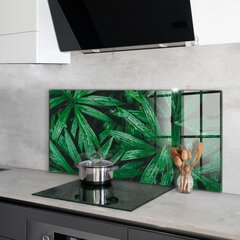 Apsauga nuo purslų stiklo plokštė Egzotiški džiunglių lapai, 100x50 cm, įvairių spalvų kaina ir informacija | Virtuvės baldų priedai | pigu.lt