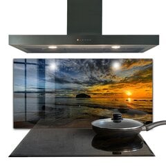 Apsauga nuo purslų stiklo plokštė Saulėlydis prie jūros, 100x50 cm, įvairių spalvų kaina ir informacija | Virtuvės baldų priedai | pigu.lt