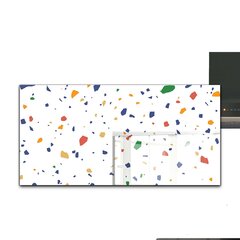 Apsauga nuo purslų stiklo plokštė Terrazzo Terrazzo akmenukai, 100x50 cm, įvairių spalvų цена и информация | Комплектующие для кухонной мебели | pigu.lt