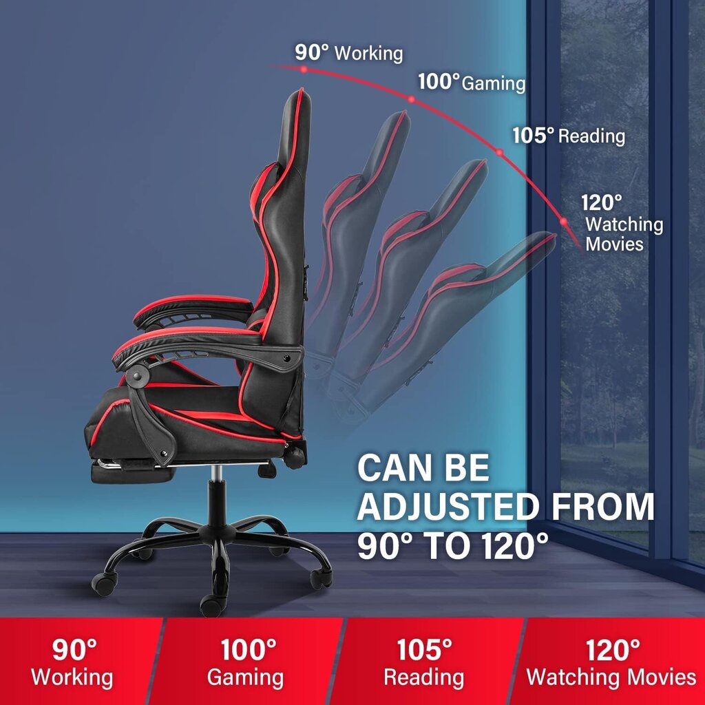 Kompiuterinių žaidimų kėdė Harmony Hill's AT380, juoda/raudona kaina ir informacija | Biuro kėdės | pigu.lt