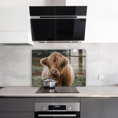 Apsauga nuo purslų stiklo plokštė Highland Cottage Style Cow, 100x70 cm, įvairių spalvų цена и информация | Комплектующие для кухонной мебели | pigu.lt