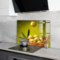 Apsauga nuo purslų stiklo plokštė Šviežios žalios alyvuogės, 100x70 cm, įvairių spalvų цена и информация | Комплектующие для кухонной мебели | pigu.lt