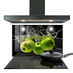 Apsauga nuo purslų stiklo plokštė Žalieji obuoliai vandenyje, 100x70 cm, įvairių spalvų kaina ir informacija | Virtuvės baldų priedai | pigu.lt