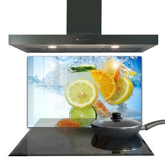 Apsauga nuo purslų stiklo plokštė Sultingas citrusinių vaisių atgaiva, 100x70 cm, įvairių spalvų kaina ir informacija | Virtuvės baldų priedai | pigu.lt