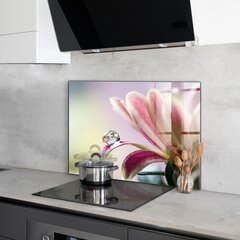 Apsauga nuo purslų stiklo plokštė Gėlė su rasos lašeliu Rytas, 100x70 cm, įvairių spalvų kaina ir informacija | Virtuvės baldų priedai | pigu.lt