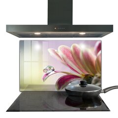 Apsauga nuo purslų stiklo plokštė Gėlė su rasos lašeliu Rytas, 100x70 cm, įvairių spalvų kaina ir informacija | Virtuvės baldų priedai | pigu.lt