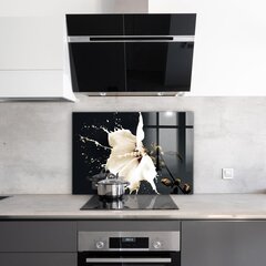 Apsauga nuo purslų stiklo plokštė Abstrakti balta gėlė, 100x70 cm, įvairių spalvų цена и информация | Комплектующие для кухонной мебели | pigu.lt