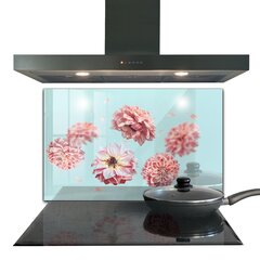 Apsauga nuo purslų stiklo plokštė Gėlių sudėtis iš oro, 100x70 cm, įvairių spalvų цена и информация | Комплектующие для кухонной мебели | pigu.lt