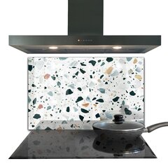 Apsauga nuo purslų stiklo plokštė Pilka kvarco teraco tekstūra, 100x70 cm, įvairių spalvų цена и информация | Комплектующие для кухонной мебели | pigu.lt