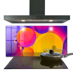 Apsauga nuo purslų stiklo plokštė Spalvingi apskritimai, 120x60 cm, įvairių spalvų цена и информация | Комплектующие для кухонной мебели | pigu.lt