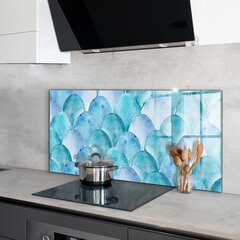 Apsauga nuo purslų stiklo plokštė Akvarelės svarstyklės mėlynas raštas, 120x60 cm, įvairių spalvų kaina ir informacija | Virtuvės baldų priedai | pigu.lt
