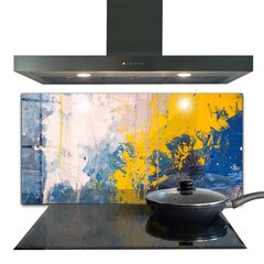 Apsauga nuo purslų stiklo plokštė Abstraktūs spalvingi dažai, 120x60 cm, įvairių spalvų цена и информация | Комплектующие для кухонной мебели | pigu.lt