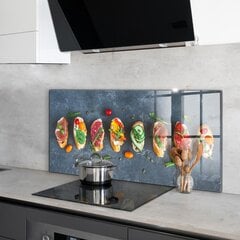 Apsauga nuo purslų stiklo plokštė Užkandžiai Apetitą žadinantys sumuštiniai, 120x60 cm, įvairių spalvų kaina ir informacija | Virtuvės baldų priedai | pigu.lt