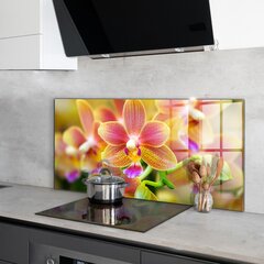 Apsauga nuo purslų stiklo plokštė Oranžinė orchidėja, 120x60 cm, įvairių spalvų kaina ir informacija | Virtuvės baldų priedai | pigu.lt