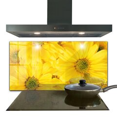 Apsauga nuo purslų stiklo plokštė Vasaros geltonos gėlės, 120x60 cm, įvairių spalvų kaina ir informacija | Virtuvės baldų priedai | pigu.lt